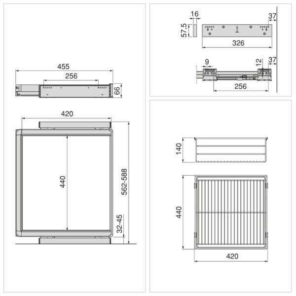 Emuca Kit tiroir en fil métallique et rack ajustable Quartz pour armoires, glissières extension totale et à fermeture douce, Module 60cm, Finition Titane – Image 12