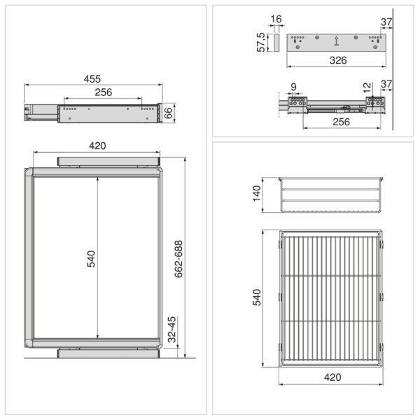 Emuca Kit tiroir en fil métallique et rack ajustable Quartz pour armoires, glissières extension totale et à fermeture douce, Module 70cm, Finition Titane – Image 12