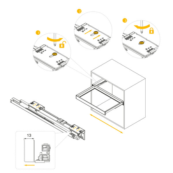 Emuca Kit tiroir en fil métallique et rack ajustable Quartz pour armoires, glissières extension totale et à fermeture douce, Module 70cm, Finition Titane – Image 14