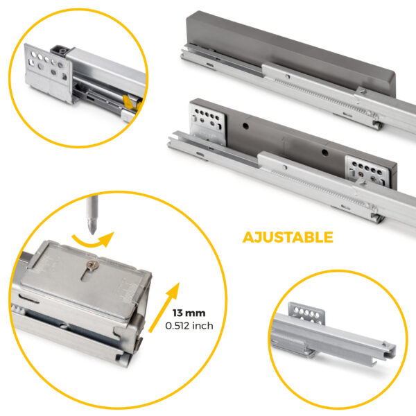 Emuca Kit tiroir en fil métallique et rack ajustable Quartz pour armoires, glissières extension totale et à fermeture douce, Module 70cm, Finition Titane – Image 9