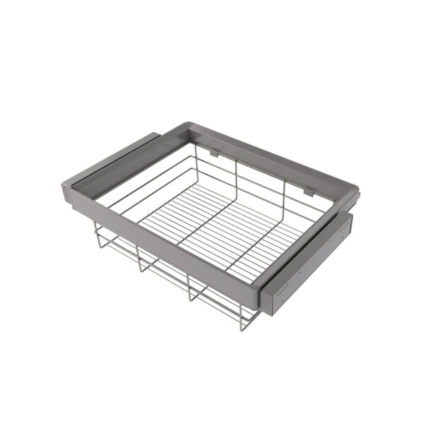Emuca Kit tiroir en fil métallique et rack ajustable Quartz pour armoires, glissières extension totale et à fermeture douce, Module 70cm, Finition Titane