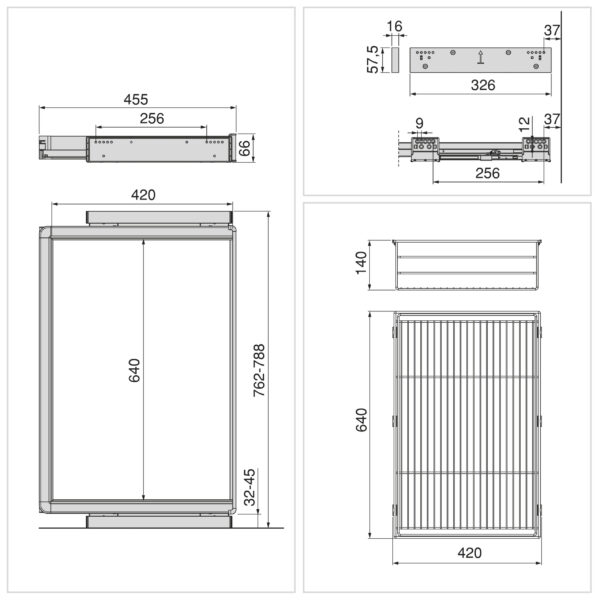Emuca Kit tiroir en fil métallique et rack ajustable Quartz pour armoires, glissières extension totale et à fermeture douce, Module 80cm, Finition Titane – Image 12