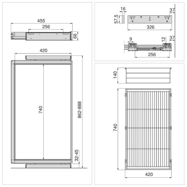 Emuca Kit tiroir en fil métallique et rack ajustable Quartz pour armoires, glissières extension totale et à fermeture douce, Module 90cm, Finition Titane – Image 12