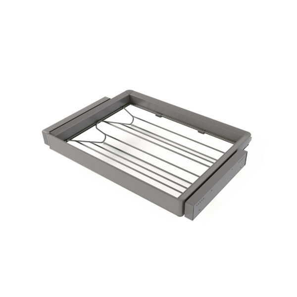 Emuca Kit tiroir à chaussures et rack ajustable Quartz pour armoires, glissières extension totale et à fermeture douce, Module 70cm, Finition Titane