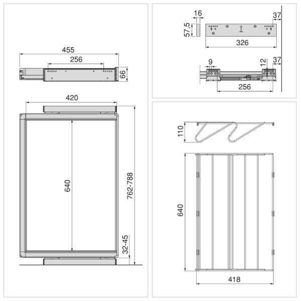 Emuca Kit tiroir à chaussures et rack ajustable Quartz pour armoires, glissières extension totale et à fermeture douce, Module 80cm, Finition Titane – Image 12