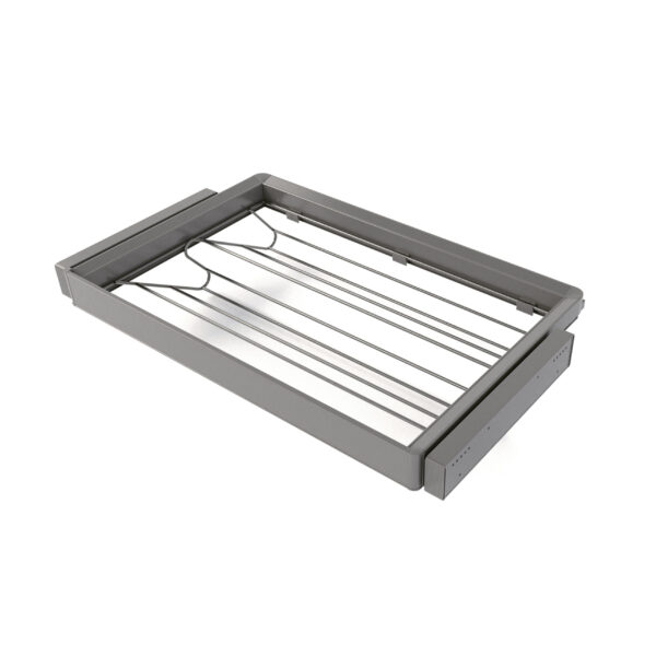 Emuca Kit tiroir à chaussures et rack ajustable Quartz pour armoires, glissières extension totale et à fermeture douce, Module 80cm, Finition Titane