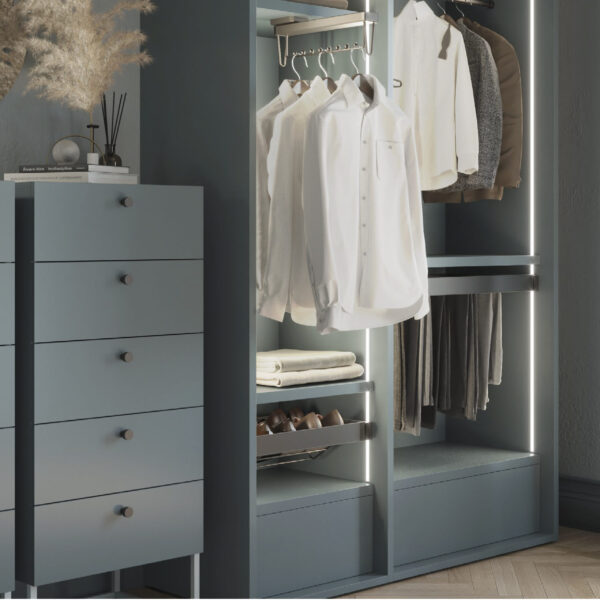 Emuca Kit tiroir à chaussures et rack ajustable Quartz pour armoires, glissières extension totale et à fermeture douce, Module 90cm, Finition Titane – Image 3