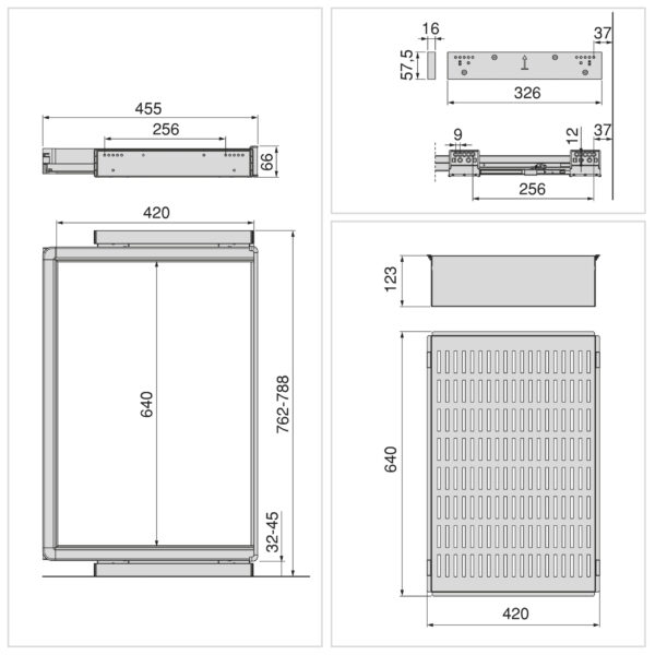 Emuca Kit panier métallique et rack ajustable Quartz pour armoires, glissières extension totale et à fermeture douce, Module 80cm, Finition Titane – Image 12