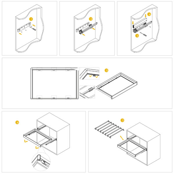 Emuca Kit de porte-pantalon à 7tringles et rack ajustable Quartz pour armoires, glissières extension totale et à fermeture douce, Module 70cm, Finition Titane – Image 13