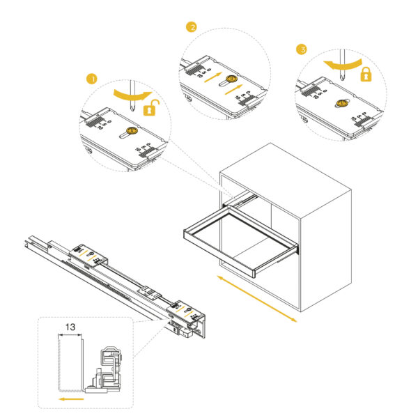 Emuca Kit de porte-pantalon à 7tringles et rack ajustable Quartz pour armoires, glissières extension totale et à fermeture douce, Module 70cm, Finition Titane – Image 14