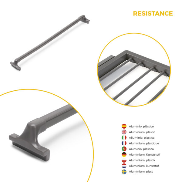 Emuca Kit de porte-pantalon à 7tringles, panier et rack ajustable Quartz pour armoires, glissières extension totale et à fermeture douce, Module 80cm, Finition Titane – Image 8