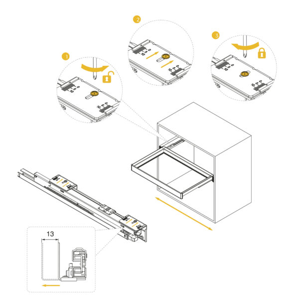 Emuca Kit de porte-pantalon à 7tringles, panier et rack ajustable Quartz pour armoires, glissières extension totale et à fermeture douce, Module 90cm, Finition Titane – Image 14