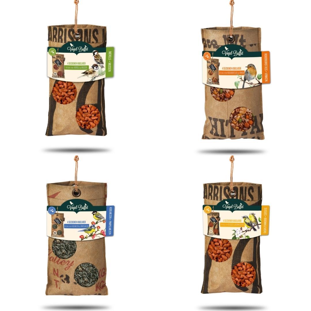 Bird Buffet | Vogelvoer ECO Zakje Mix Set van 4 | 4x 300gr en pot. Plante verte type Bird Buffet | Vogelvoer ECO Zakje Mix Set van 4 | 4x 300gr, livrée en pot, idéale pour intérieur lumineux.