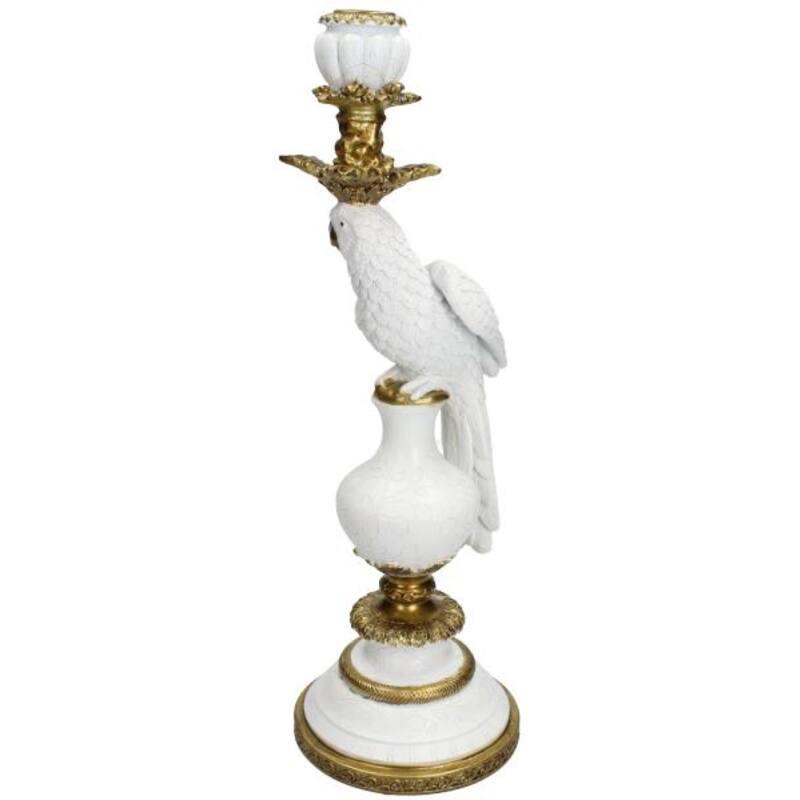 Kandelaar met Witte Vogel en pot. Plante verte type Kandelaar met Witte Vogel, livrée en pot, idéale pour intérieur lumineux.