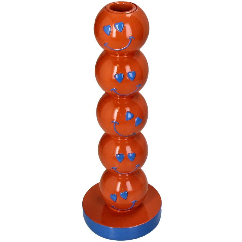 Kaarshouder Smiley Polyresin Oranje 9x9x26.5cm en pot. Plante verte type Kaarshouder Smiley Polyresin Oranje 9x9x26.5cm, livrée en pot, idéale pour intérieur lumineux.