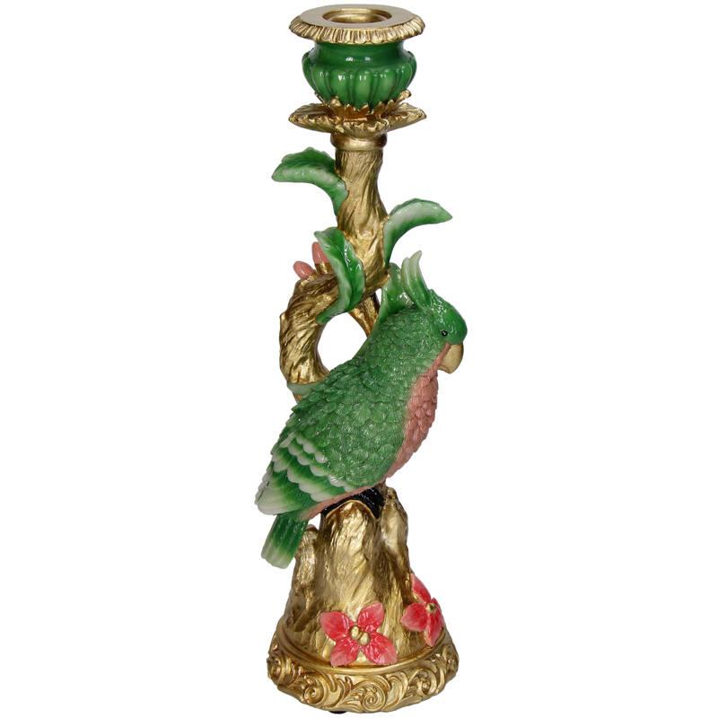 Kleurrijke Vogel Kandelaar van Polyresine en pot. Plante verte type Kleurrijke Vogel Kandelaar van Polyresine, livrée en pot, idéale pour intérieur lumineux.