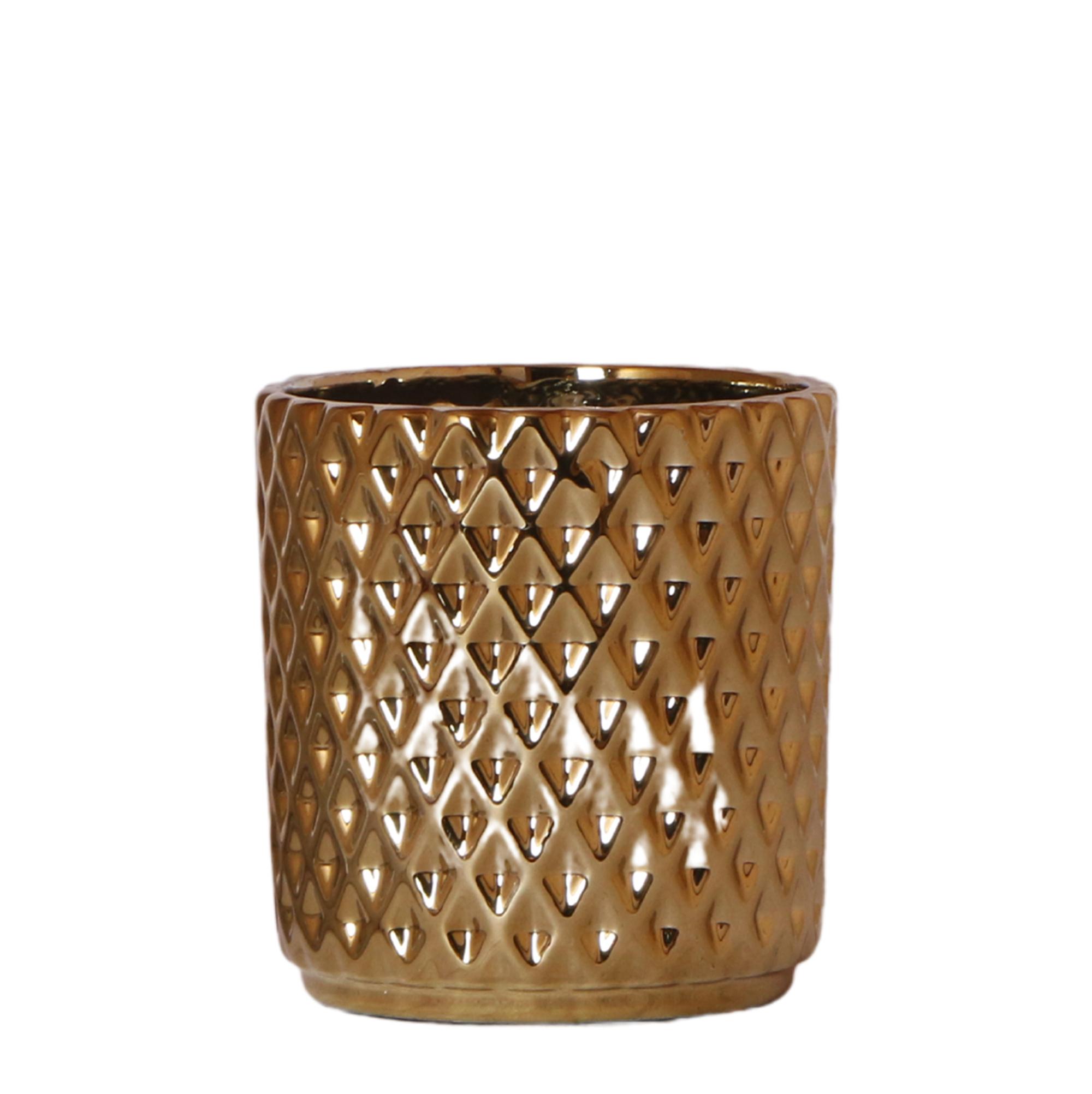 Kolibri Home | Metallic diamond bloempot en pot Ø9cm. Plante verte type Kolibri Home | Metallic diamond bloempot, livrée en pot, idéale pour intérieur lumineux.