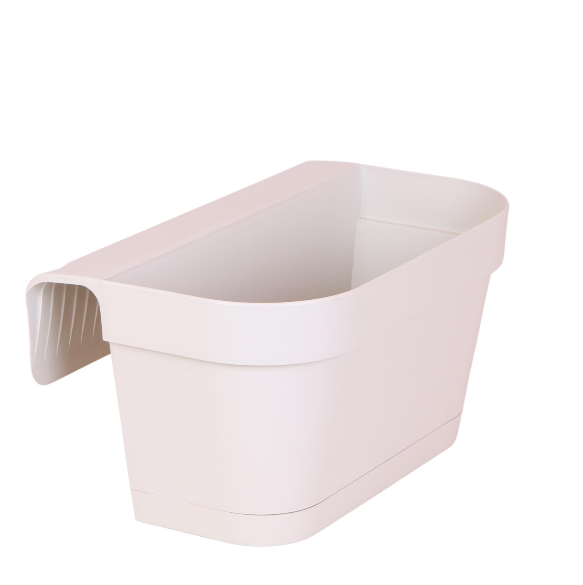 Kolibri Home | Kunststof balkonbak wit met ophangsysteem en pot. Plante verte type Kolibri Home | Kunststof balkonbak wit met ophangsysteem, livrée en pot, idéale pour intérieur lumineux.