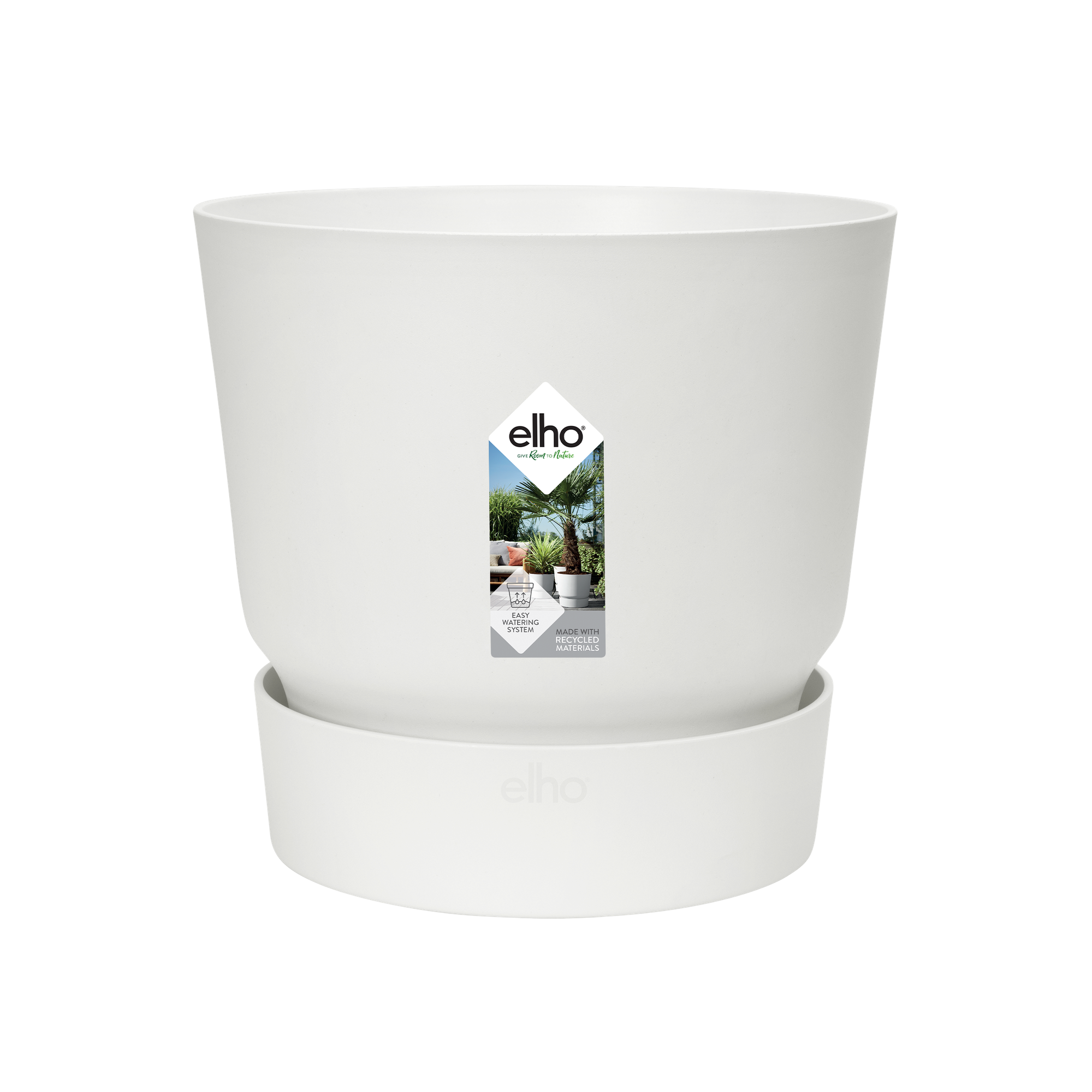 Pot elho Greenville Round wit en pot  Hauteur 13cm. Plante verte type Pot elho Greenville Round wit, livrée en pot, idéale pour intérieur lumineux.