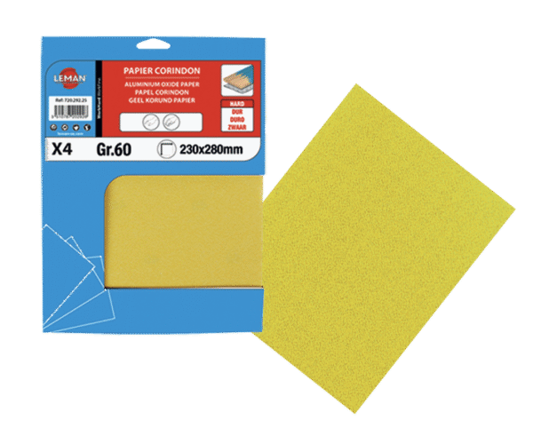 8 FEUILLES PAPIER CORINDON JAUNE 230X280 GR60 PAR 15 LOTS – Image 2