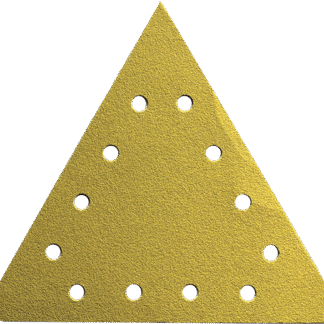 TRIANGLE AUTO-AGRIP. 290X290 12 TROUS GR40 CORINDON JAUNE