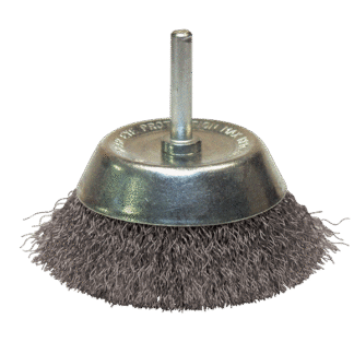 BROSSE CONIQUE D50 FIL 0.30 ACIER ONDULE TIGE DE 6x30