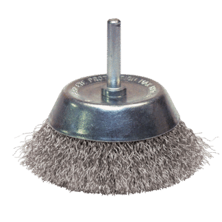 BROSSE CONIQUE D50 FIL 0.30 INOX ONDULE TIGE DE 6X30