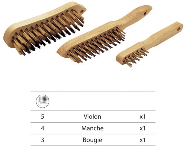 LOT 3 BROSSES VIOLON /BOUGIE FIL ACIER LAITONNE – Image 2
