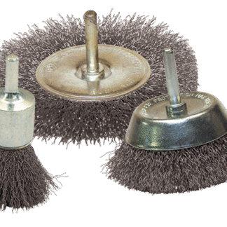 3 BROSSES PINCEAU/CIRCUL/CONIQUE FIL ACIER ONDULE Le LOT - Tige 6X30