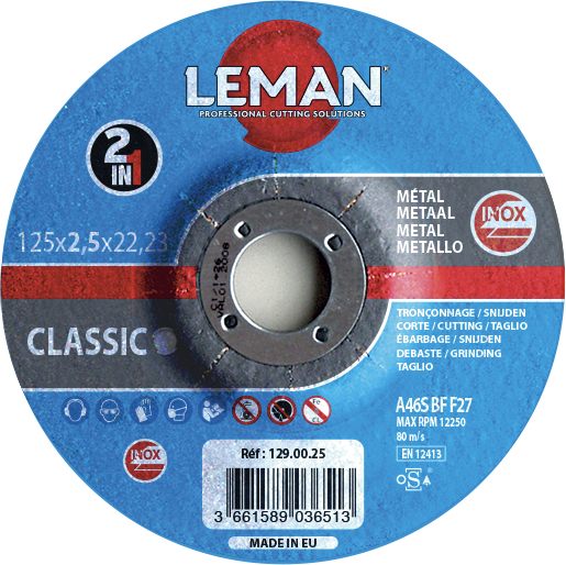 DISQUE TRONCONNAGE 2 EN 1 INOX 125X2,5X22,23 F27