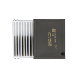 PLAQUETTE K05 20X4,1X1,1 / 4 COUPES 35° HM rainure petite face