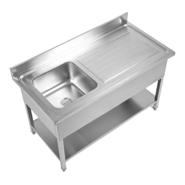 Plonge 1 Bac avec Dosseret et Etagère - 1400 x 700 mm – Image 10