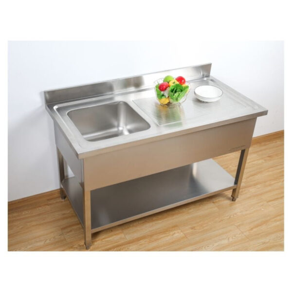 Plonge 1 Bac avec Dosseret et Etagère - 1400 x 700 mm – Image 13