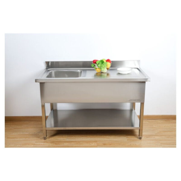 Plonge 1 Bac avec Dosseret et Etagère - 1400 x 700 mm – Image 7