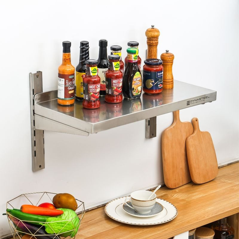 Etagère Murale en Inox sur Crémaillères - L 800 x P 300 mm – Image 6