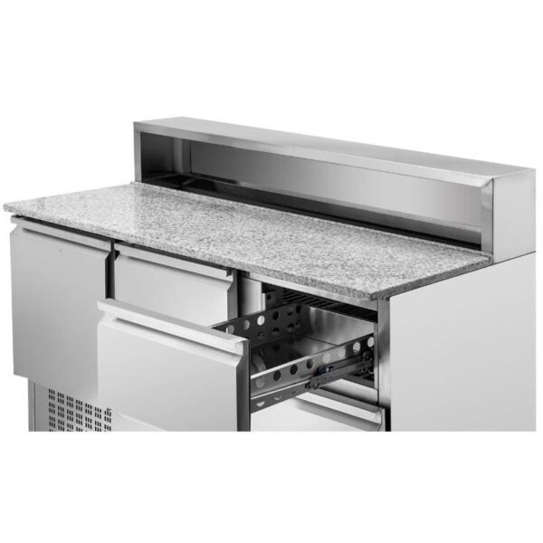 Meuble à Pizza Réfrigéré Toit Inox 8 x GN1/6 - 2 Portes et 2 Tiroirs – Image 2