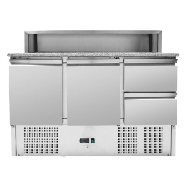 Meuble à Pizza Réfrigéré Toit Inox 8 x GN1/6 - 2 Portes et 2 Tiroirs – Image 4