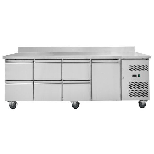 Table Réfrigérée Positive avec Dosseret - 1 Porte et 6 Tiroirs – Image 2