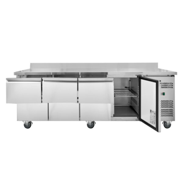 Table Réfrigérée Positive avec Dosseret - 1 Porte et 6 Tiroirs – Image 3