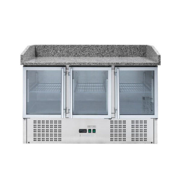 Meuble à Pizza Réfrigéré Compact 600x400 - 3 Portes Vitrées