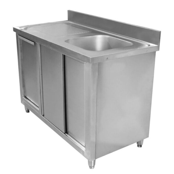 Meuble Plonge 1 Bac avec Dosseret et Poubelle - 1200 x 600 mm – Image 5