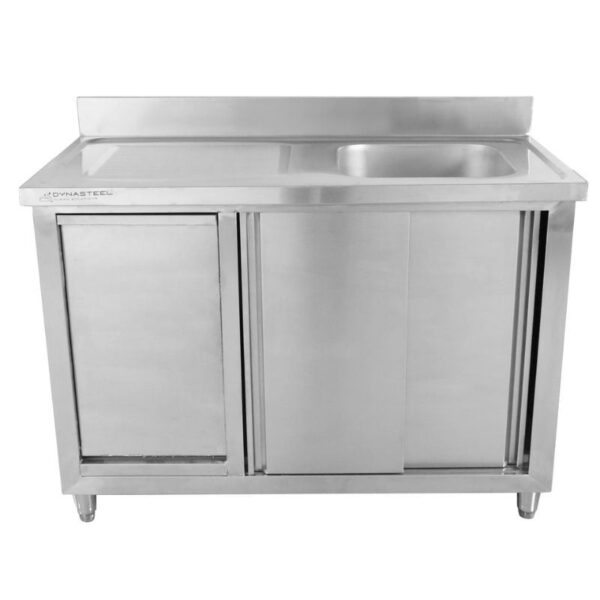 Meuble Plonge 1 Bac avec Dosseret et Poubelle - 1200 x 600 mm – Image 7