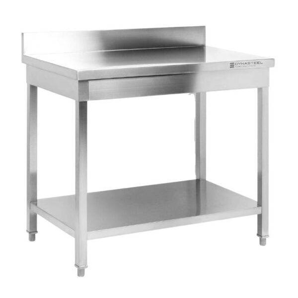 Table Inox avec Dosseret et Etagère - 1000 x 600 mm – Image 2
