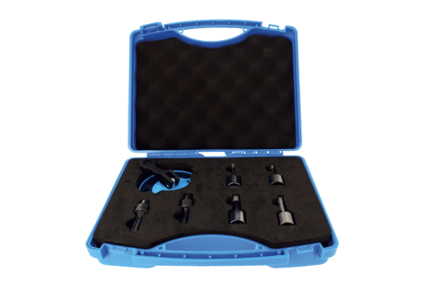 COFFRET 4 TREPANS DIAMANTES M14 GRES CERAME Ø6-8-10-12 AVEC GUIDE DE PERCAGE