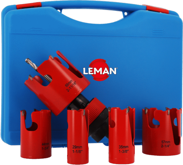 COFFRET DE 5 TREPANS D35-44-51-60-68 HM + PLUG