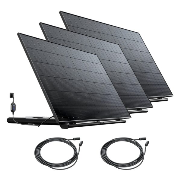 3 Stations Solaires 1305W – Kit Plug & Play – Micro-onduleurs & Pieds Prémontés + Prise Intelligente + 2 Câbles – Suivi Application