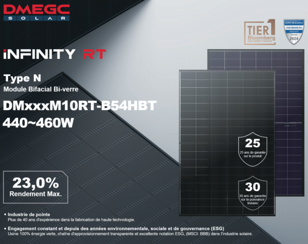 Lot de 2 Panneaux Photovoltaïques DMEGC 450W Bifaciaux Bi-verre – Haut Rendement – Installation Solaire – Image 3