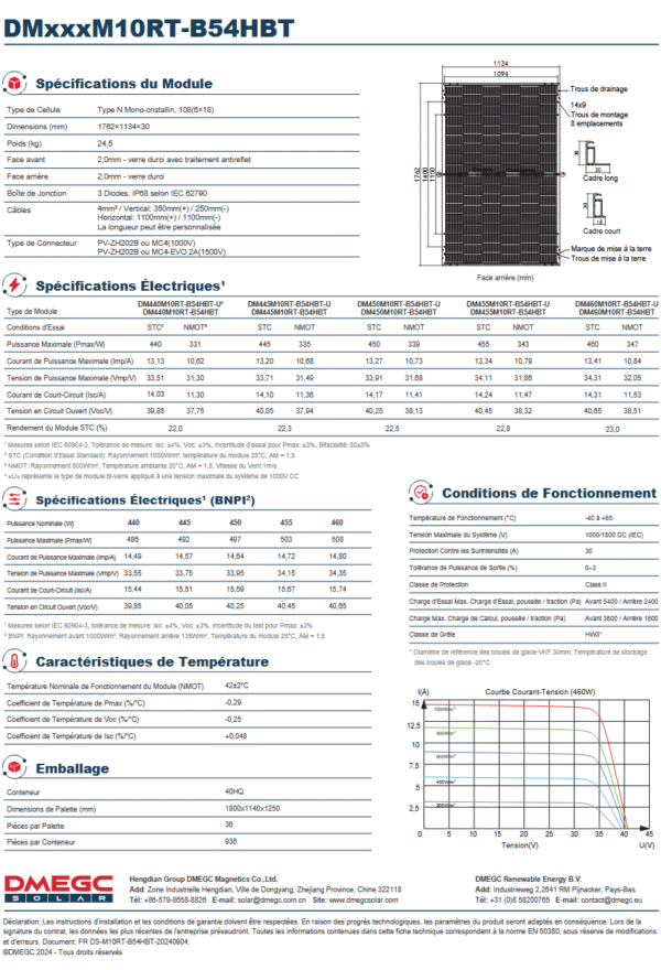 Lot de 2 Panneaux Photovoltaïques DMEGC 450W Bifaciaux Bi-verre – Haut Rendement – Installation Solaire – Image 4