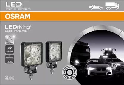 OSRAM Cube VX70-WD, <nbsp/> Application feux de route supplémentaires, 12/24 V, 6 000 K, BOÎTE PLIANTE (2 pièces) – Image 6
