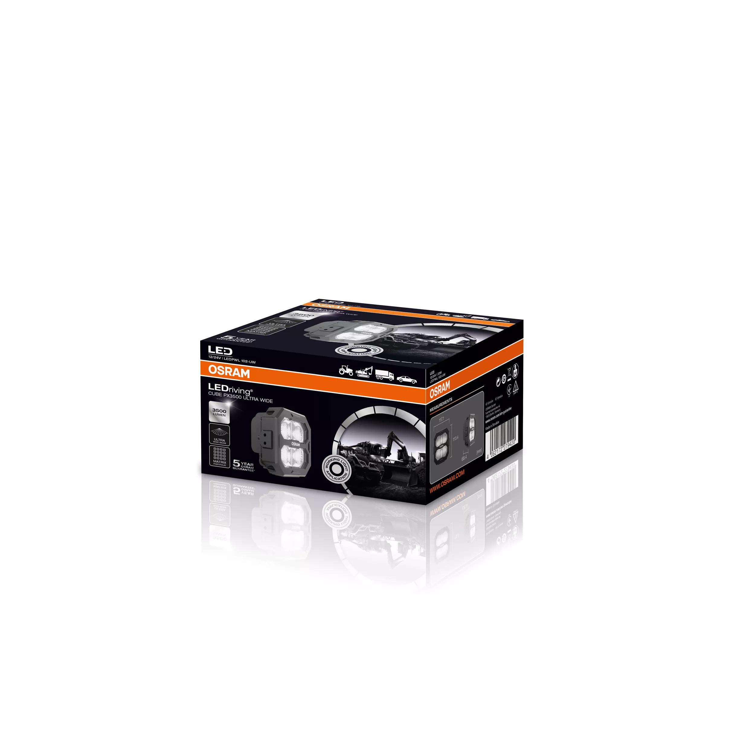 OSRAM Cube PX 3500 ULTRA WIDE, éclairage de travail, 12/24 V, 6 000 K, boîte pliable (1 pièce) – Image 12